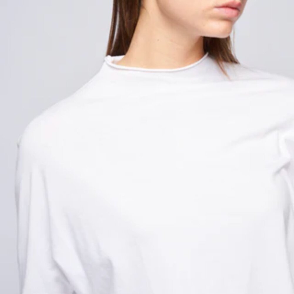 New White Frank & Eileen Thin Funnel Neck Long Sleeve T-Shirt Sz Small